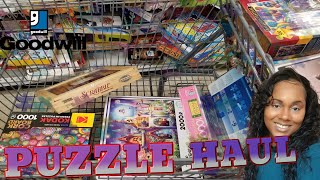 SOOOO MANY PUZZLES IN EXCELLENT CONDITION  GOODWILL HAUL puzzlelovers HAUL unboxing [upl. by Oinotla]