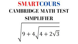 Cambridge Admission Test  simplifier sqrt94sqrt42sqrt3 [upl. by Eirak]