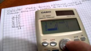 Calcular Media Varianza y Desviación Estándar con calculadora CASIO FC  200V [upl. by Klepac]