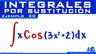 Integral de Coseno  Integrales por Sustitución  Cambio de variable  Ejemplo 20 [upl. by Hope]