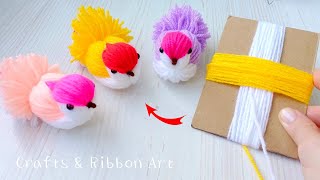 Super Easy Bird Making Idea with Yarn  DIY Woolen Birds  How to Make Yarn Bird  Woolen Dolls [upl. by Akemehc364]