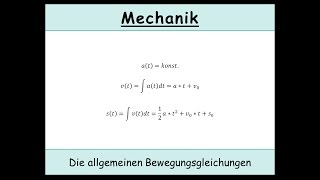 Gleichmäßig beschleunigte Bewegungen Die allgemeinen Bewegungsgleichungen Kinematik  Physik [upl. by Lohrman]