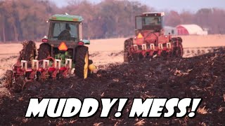 Trying to Fall Plow in the Snowy Muddy Mess With Some Green Red and Orange Tractors [upl. by Endor]