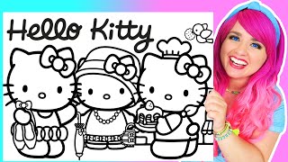 Coloring Hello Kitty Ballet DressUp amp Pancakes GIANT Coloring Pages  Crayola Crayons [upl. by Theresa]