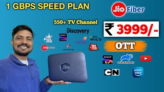 Jio Fiber 1 gbps Internet Plan  Speed Test  Jio fiber 3999 Plan details  800 Channel 20 ott [upl. by Pega]