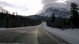 Icefields Parkway In Winter Southbound Part 1 from Jasper to Endless Chain Ridge [upl. by Hayyifas]