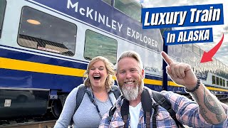 LUXURY TRAIN in Alaska from Anchorage to Denali Holland America Lines McKinley Explorer [upl. by Linsk]