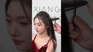 easy Korean hairstyle with classic dress 🌷subscribe hairstyle hair foryou short youtube [upl. by Hsemar43]