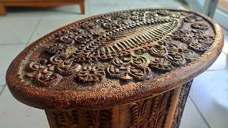 Abandoned BEAUTY Carved coffee table restoration [upl. by Aekerly]