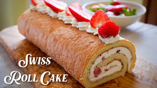 Strawberry Time  Swiss Roll Cake with Mascarpone Cream  Baking Vlog [upl. by Rika255]