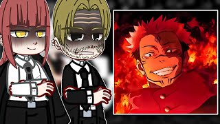 Chainsaw man React to Ryomen Sukuna  Jujutsu Kaisen  TikTok  Gacha React [upl. by Anesor]