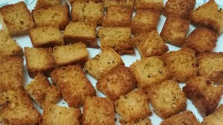 Homemade Crispy and Crunchy Bread Croutons for Soup and Salad  Croutons  Croutons Recipe [upl. by Ferretti]