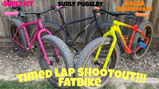 Salsa Beargrease VS Surly ICT VS Surly Pugsley  Fat Bike Timed Lap Shootout  Surprise Results [upl. by Janeen]