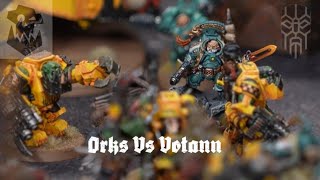 Leagues of Votann vs Orks Warhammer 40k Battle report [upl. by Aliuqa]