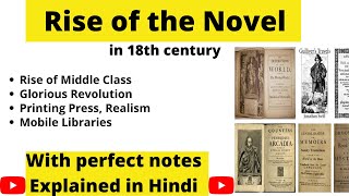 Rise of the novel in 18th century in English literature in Hindi  Thinking Literature  UGCNET [upl. by Llertnahs]