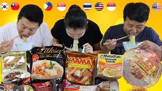 Tasting RAMEN INSTANT NOODLES From Around the World [upl. by Einahpetse]