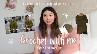 crochet with me  crocheting a sweater for my boyfriend for an anniversary gift [upl. by Novehc]