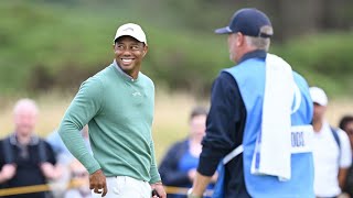 Tiger Woods cracks up new caddie with Xrated comment during Open practice round [upl. by Maure]