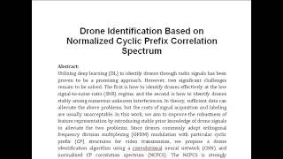 Drone Identification Based on Normalized Cyclic Prefix Correlation Spectrum [upl. by Keslie723]