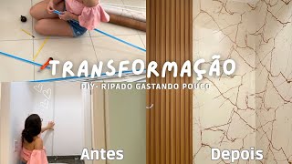 DIY FIZ UM PAINEL RIPADO MUITO BARATO  TRANSFORMAÇÃO DE AMBIENTE [upl. by Lehar]