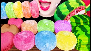 ASMR Rainbow Mochi Rice Cake Tteok 레인보우 찹쌀떡 모찌 먹방 Mukbang Eating [upl. by Mali]