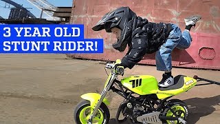 3 Year Old Motorcycle Stunt Rider [upl. by Htebilil]