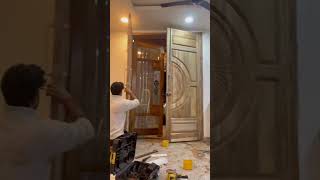 Double door CNC design maintenance newdoordesign sangwan wood mai [upl. by Ahsienahs379]