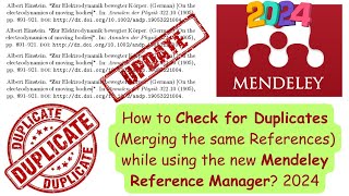 How to Check for Duplicates Merging Same References in Mendeley cite Reference Manager research [upl. by Busby]