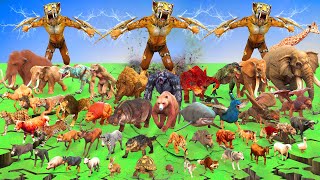 Giant Saber Tooth Tiger VS Woolly Mammoth Animals Prehistoric Mammals Animal Revolt Battle Simulator [upl. by Metabel]