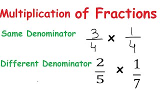 Multiplication of Fractions 14  34 or 25  17 [upl. by Carin]