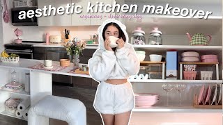 KITCHEN MAKEOVER organize decorate  grocery shop with me in la vlog [upl. by Drareg667]