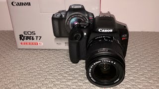 UNBOXING CANON EOS REBEL T7 DSLR CAMERA WITH 1855MM IS LENS KITS [upl. by Ylrehc]