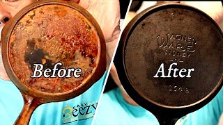 Rusty Cast Iron Skillet Restoration [upl. by Stasny]