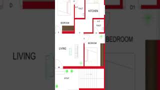 224x296 House plan 2BHK224 By 296 Home plan224 296 House design in Indian styleWEST FACE [upl. by Wilkison]