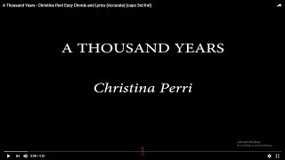 A Thousand Years  Christina Perri Easy Chords and Lyrics Accurate capo 3rd fret [upl. by Johnsten]