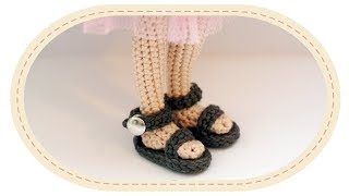 Вязаные босоножки для куклы Crochet sandals for a doll [upl. by Rosmunda]