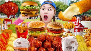 ASMR MUKBANG KFC 양념치킨 햄버거 먹방모음🍔 Crispy Fried Chicken Cheese Burger Eating Sound Collection  HIU 하이유 [upl. by Valenza]