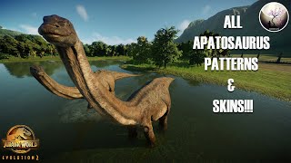 ALL APATOSAURUS SKINS SHOWCASE  Jurassic World Evolution 2 [upl. by Lesoj]