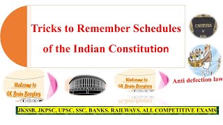 Tricks to Remember Schedules of the Indian Constitution gk upsc jkssb jkpsc ssc ssccgl bank [upl. by Kenay]