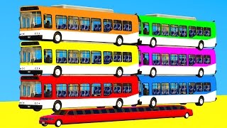 COLOR BUS on Long Car amp Spiderman Cartoon for kids with Cars Superheroes for babies [upl. by Asiulana]