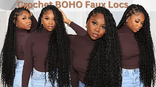 BOHO FAUX LOCS INDIVIDUAL CROCHET METHOD W Human Hair  QUICKER AND EASIER  YWIGS [upl. by Centonze]