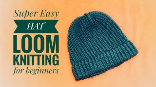 How to loom knit a hat super easy for beginners DIY TUTORIAL [upl. by Ivanah]