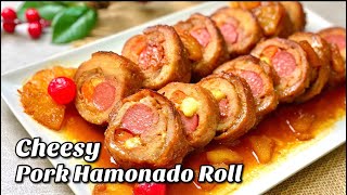 CHEESY PORK HAMONADO ROLL RECIPE ANG ISANG PUTAHE NA MASARAP PANG NOCHE BUENA [upl. by Gabbi]