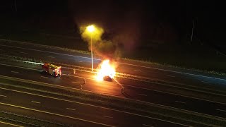 Hoofdrijbaan A15 bij Gorinchem dicht na autobrand [upl. by Omik]