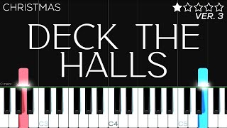 Christmas  Deck The Halls  EASY Piano Tutorial [upl. by Ahsenaj251]