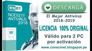 Descargar e Instalar ESET NOD32 ANTIVIRUS 11 FULL ESPAÑOL 2018 CON LICENCIA DE POR VIDA32 y 64 bits [upl. by Lebasiairam]