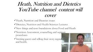 What Is This Channel About Food Nutrition Dietetics Health [upl. by Dyrraj]