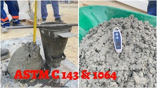 ASTM C 143 and ASTM C 1064 Concrete Slump Test and Temperature Test [upl. by Delmor]