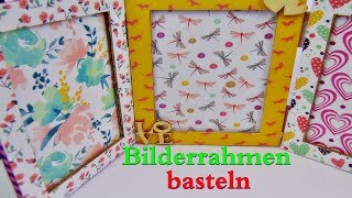 Basteln Bilderrahmen selber machen  DIY  Fotorahmen basteln  Basteln mit Papier [upl. by Aleck315]