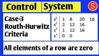 routh hurwitz criterion special cases  when all elements of a row are zero [upl. by Enom24]